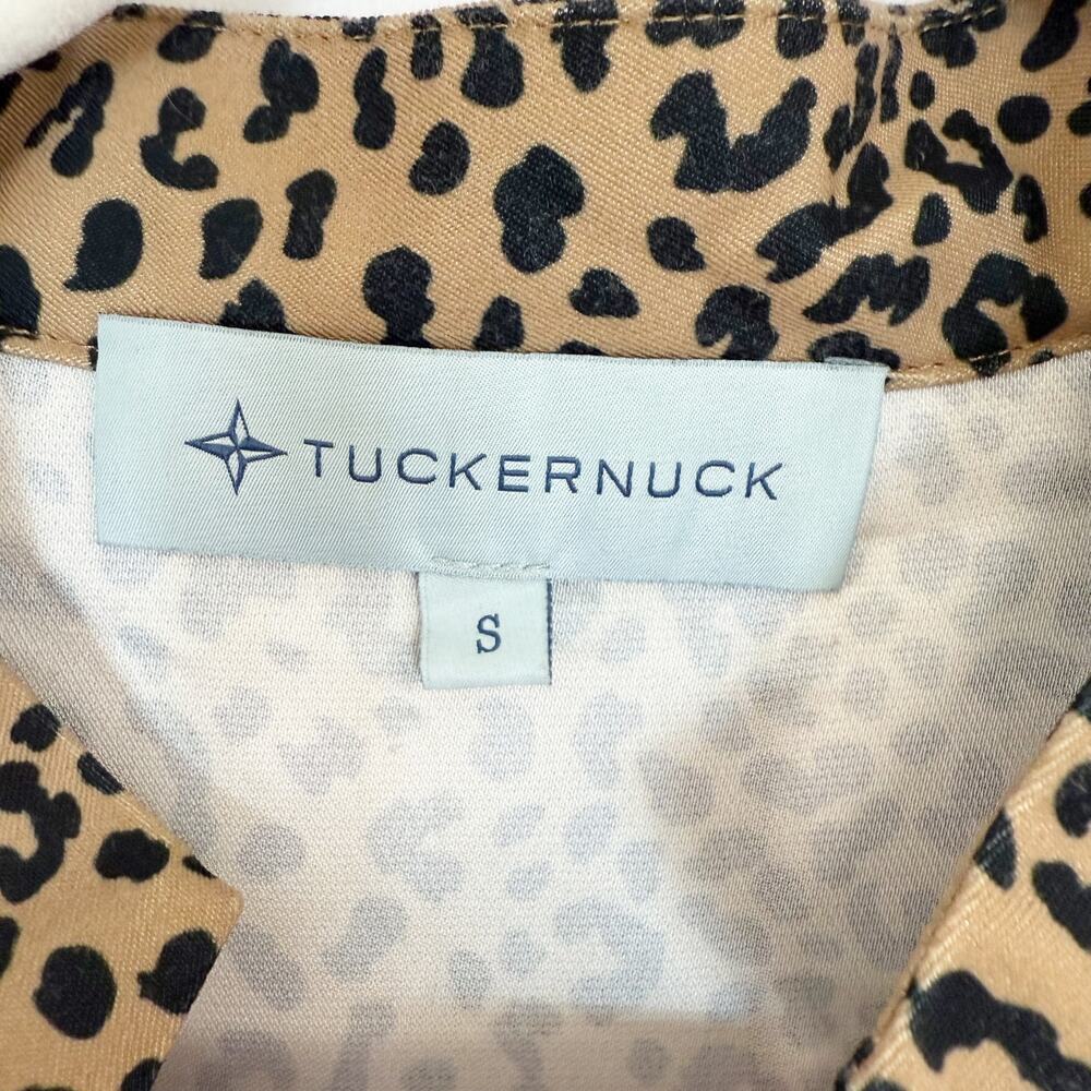 Tuckernuck Edith Leopard Tiered Top V-Neck 3/4 Sleeves Tan & Black Women's Small - Picture 7 of 12